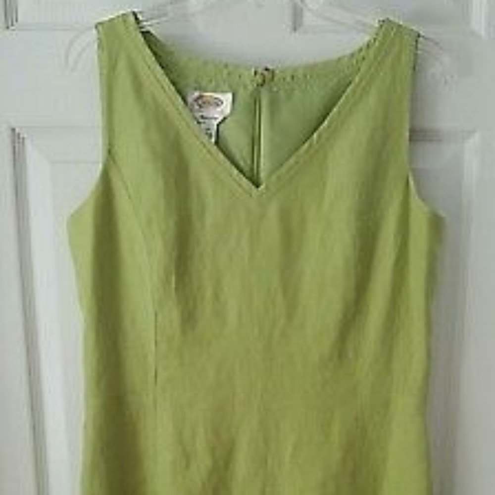 ☘️ Talbots Chartreuse Irish Linen Sheath Dress ☘️